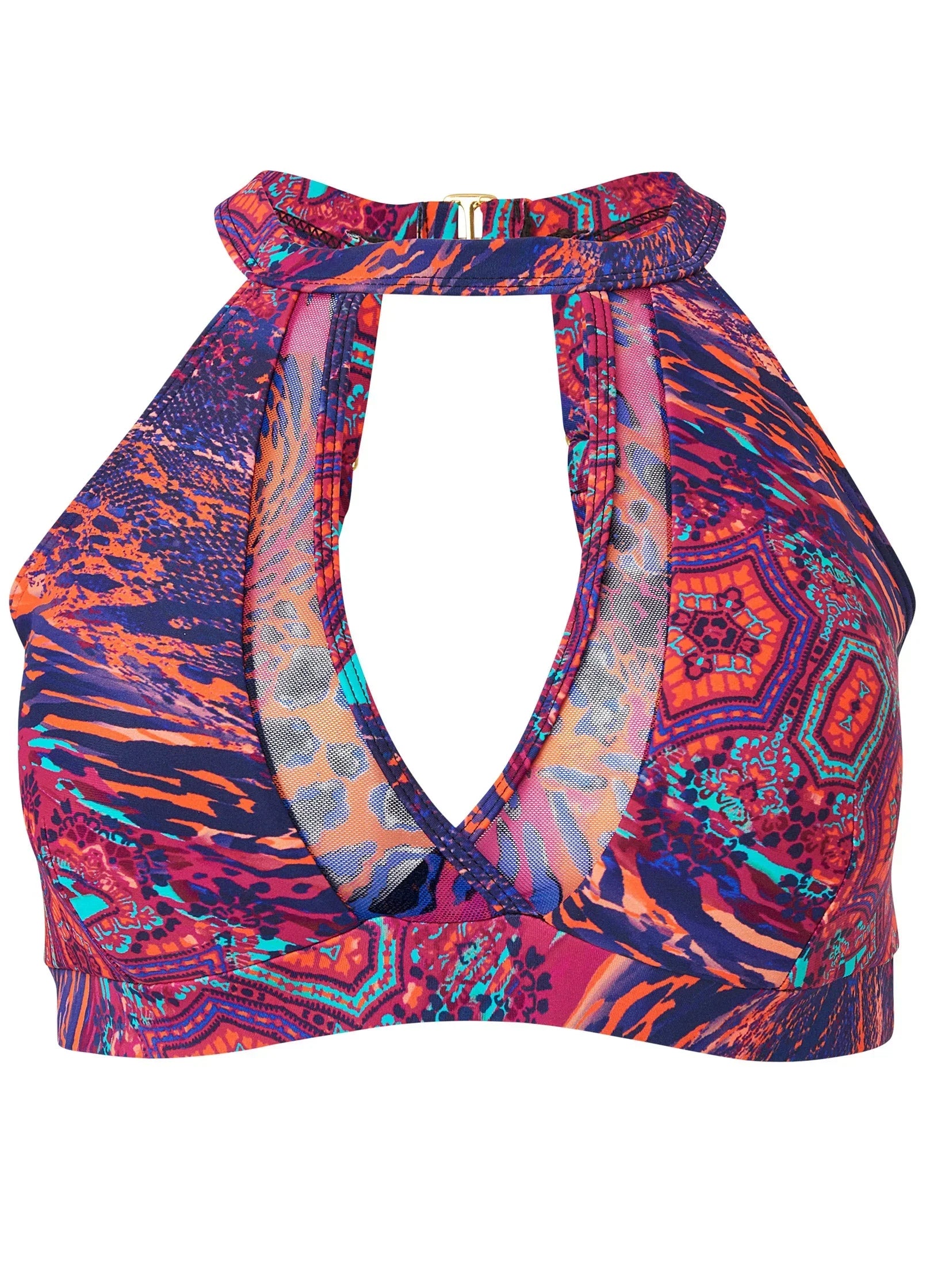 High Neck Keyhole Swim Top Seaside Voyager