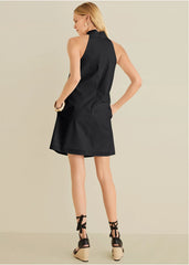 Twist Halter Dress Jet Black