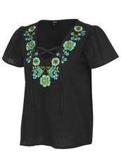 Embroidered Blouse Jet Black