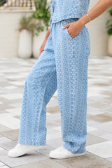 Maeve Blue And White Floral Printed Barrel Pull On Jeans SALE