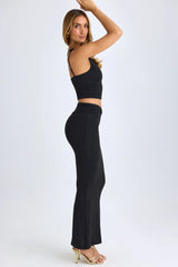Modal Twist Front Maxi Skirt in Black
