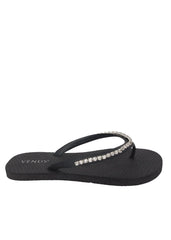 Rhinestone Flip Flop Sandals Black