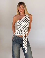 LYLE ONE SHOULDER TOP YELLOW STRIPE
