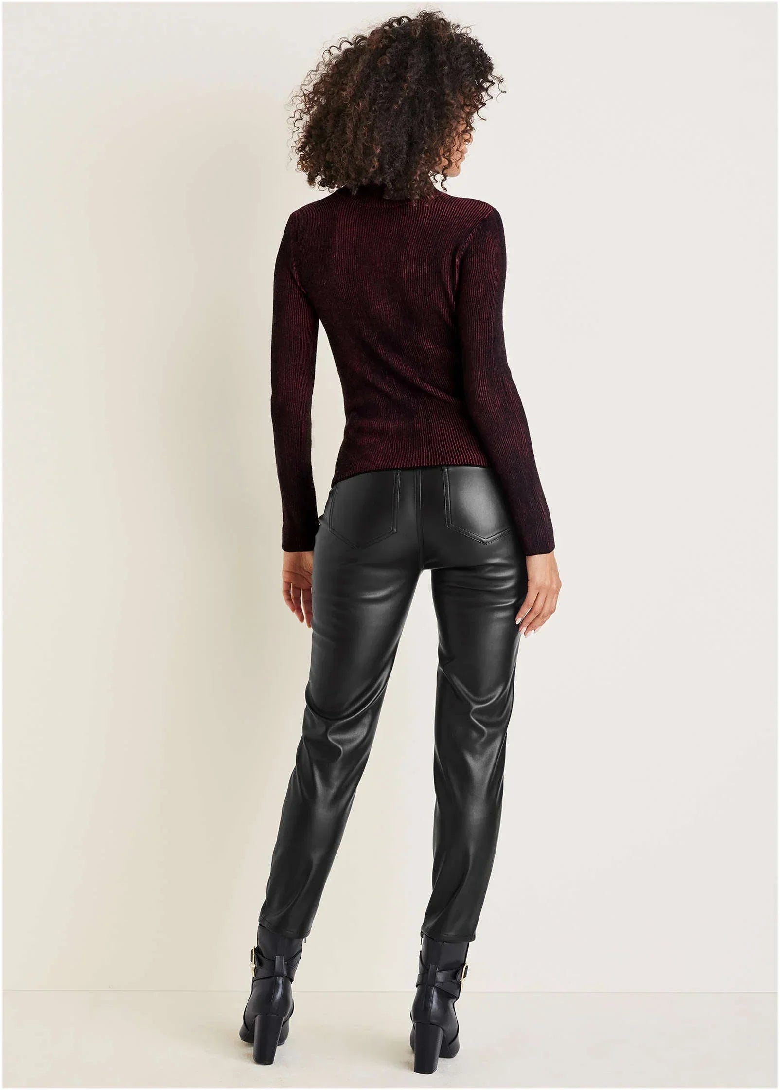 Plaited Long Sleeve Sweater Wine