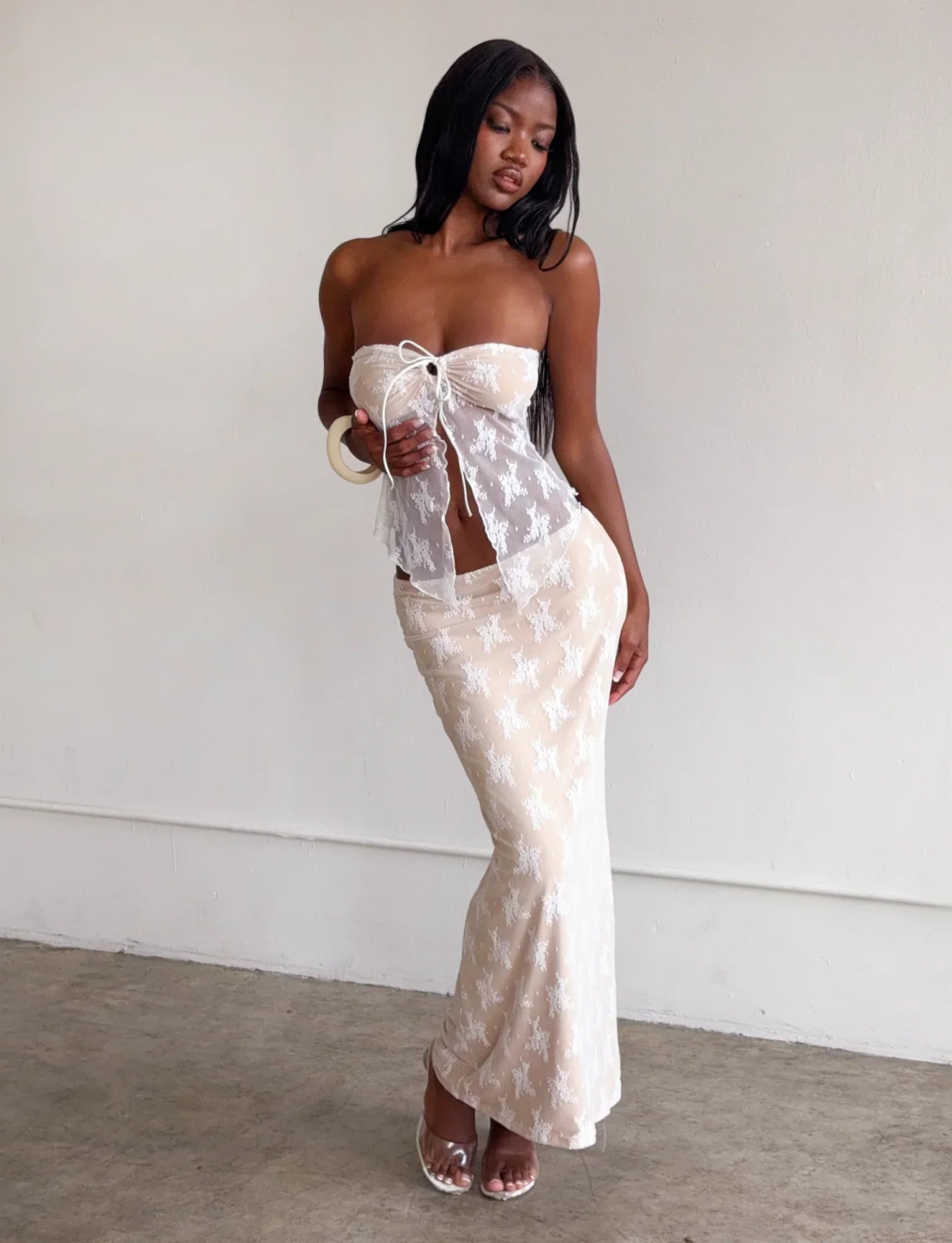 KAROLINA SKIRT WHITE WHITE LACE
