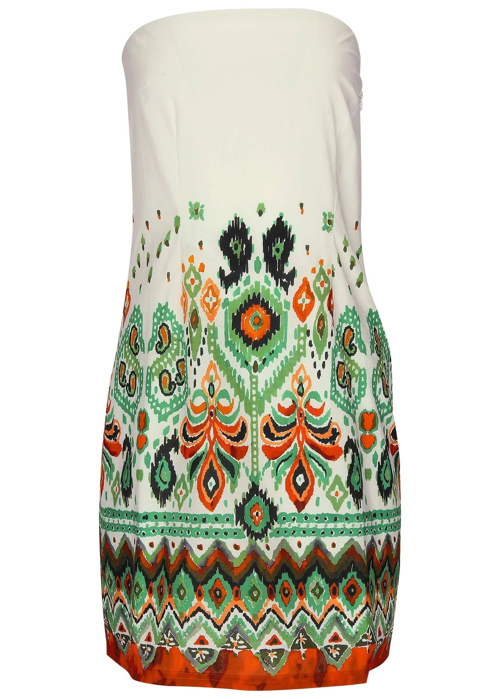Poplin Strapless Mini Dress Seti Olive Ikat