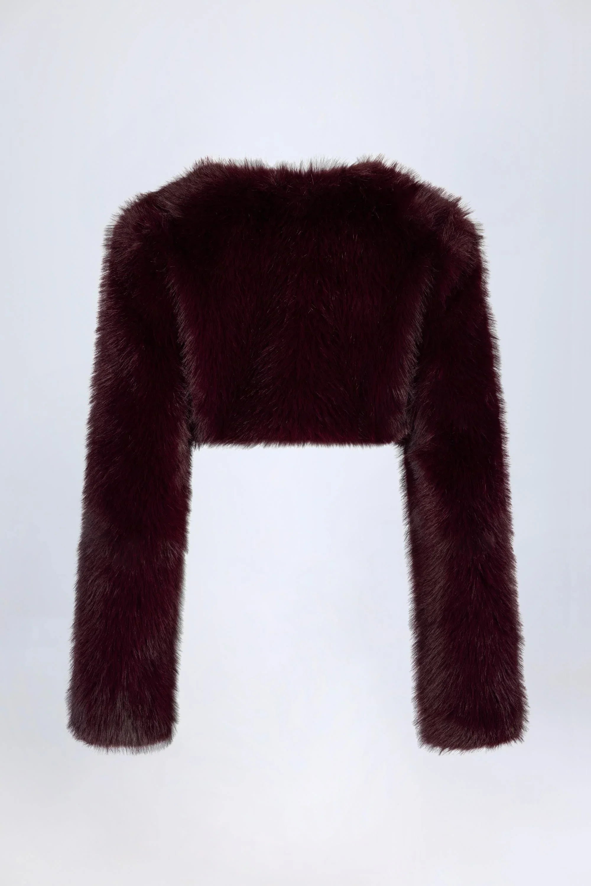 Faux Fur Cropped Bolero in Wine