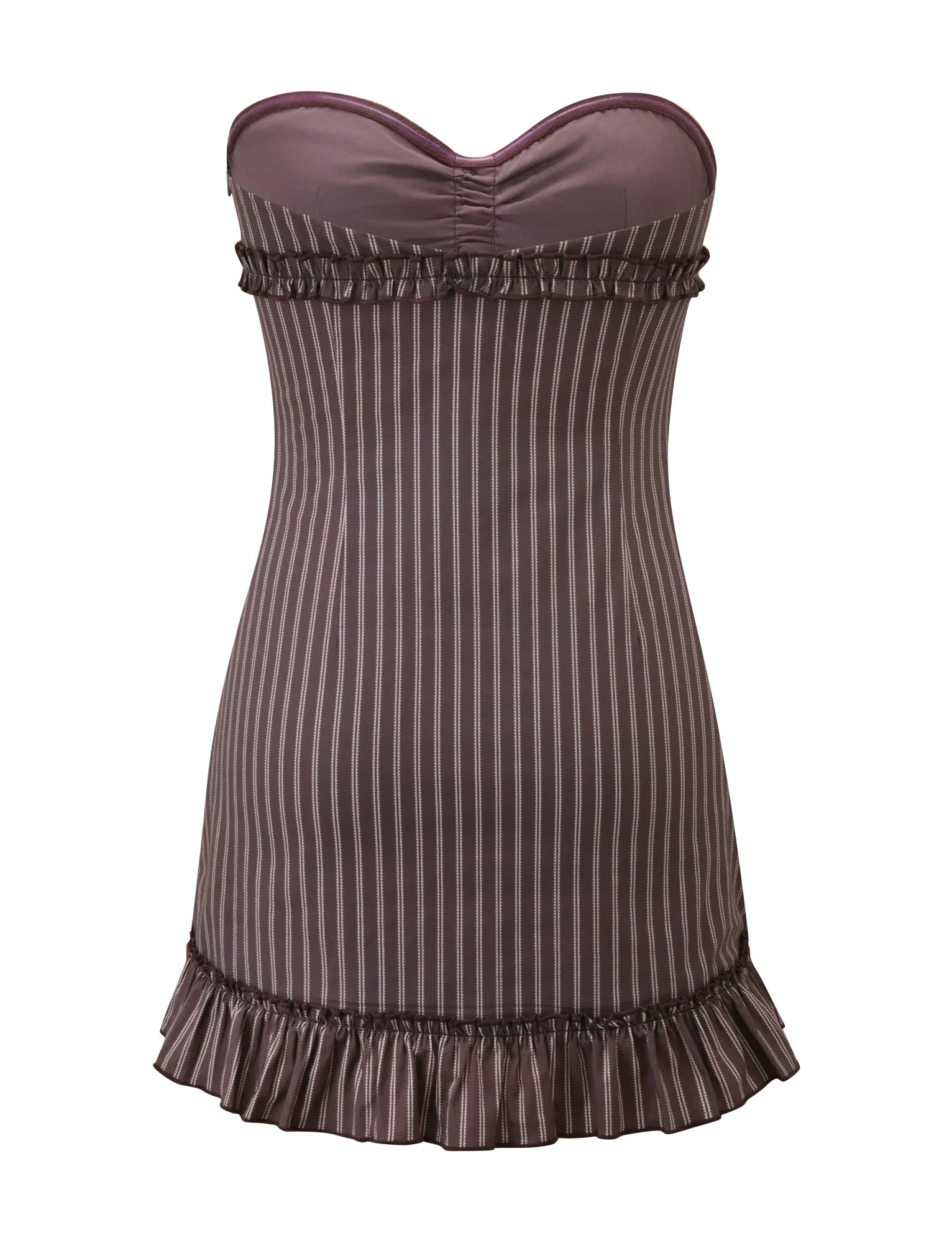 KITTIE STRAPLESS DRESS BROWN AND CREAM STRIPE