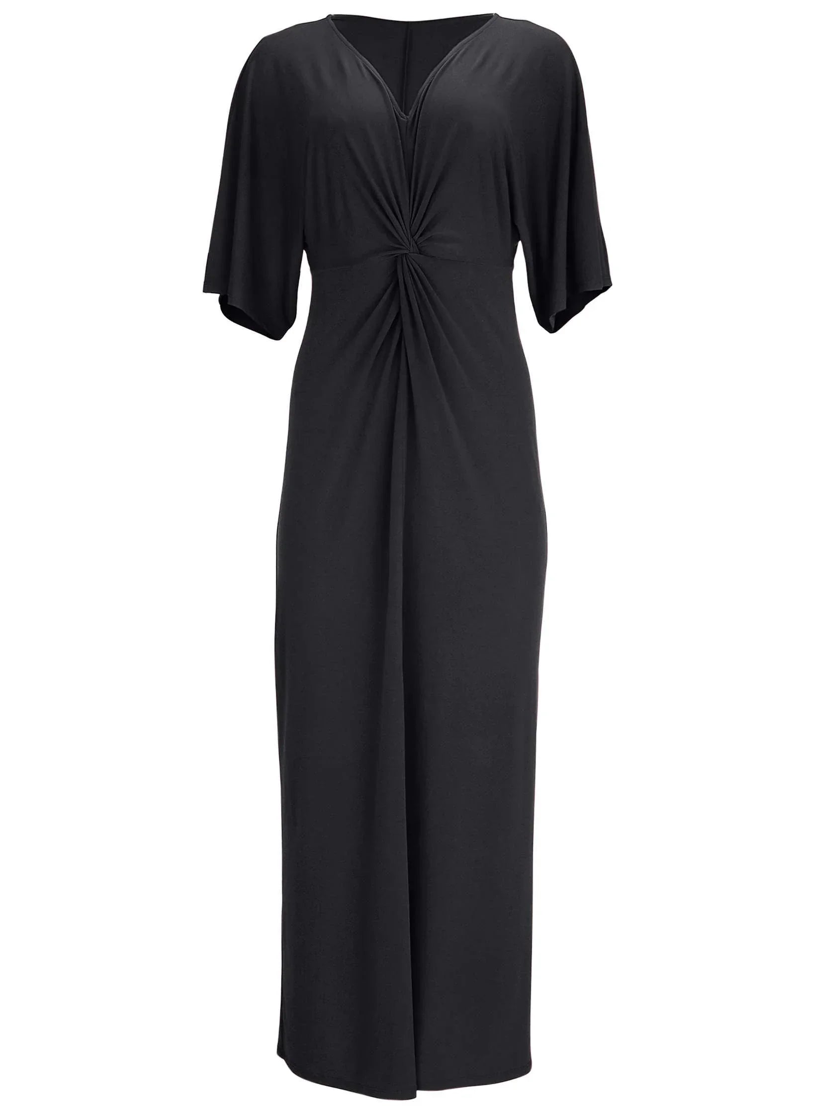 Twist Front Maxi Dress Jet Black