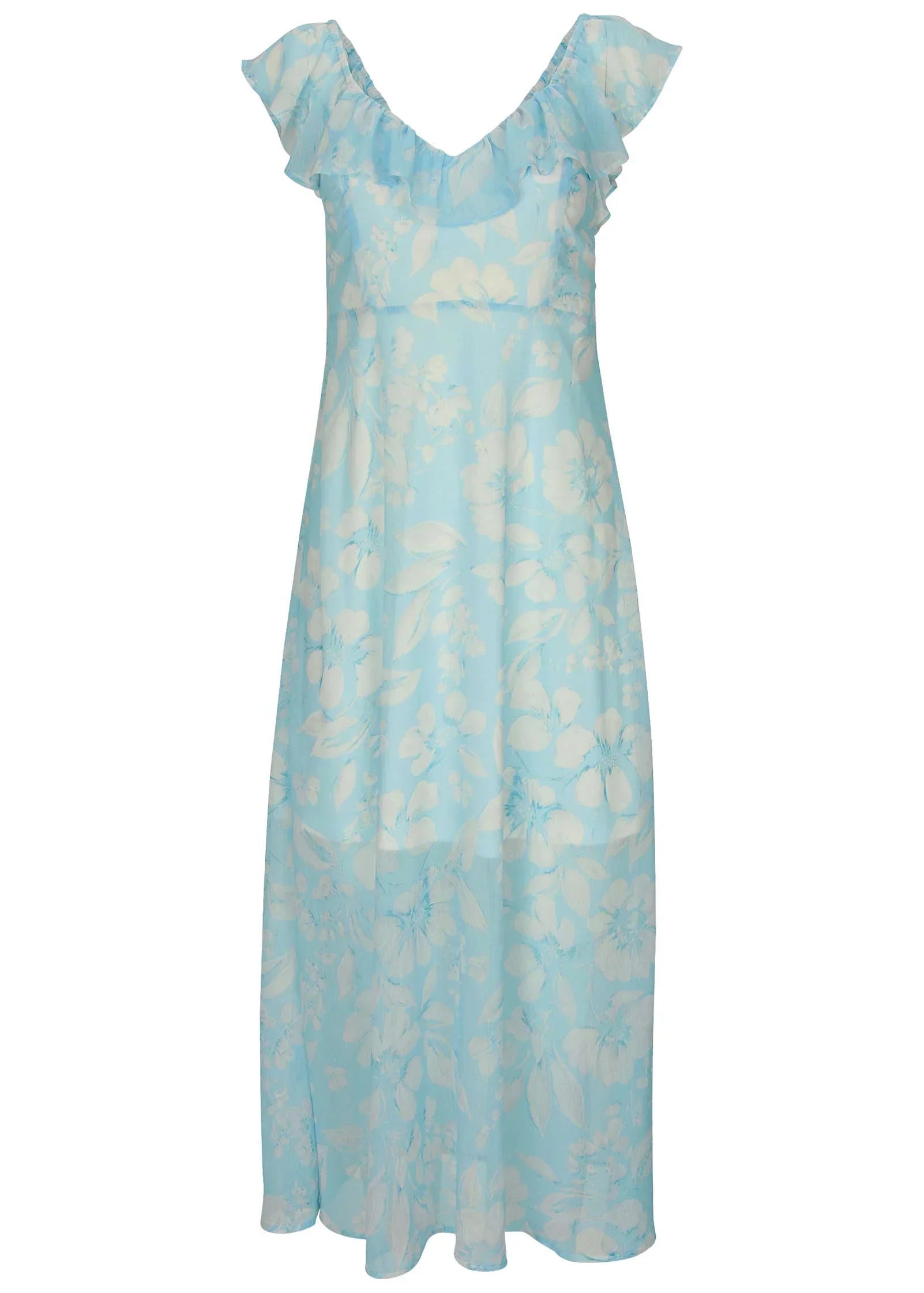 Ruffle Detail Maxi Dress Dancing Whimsy Floral