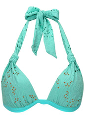 Lace Goddess Push Up Halter Top Light Teal