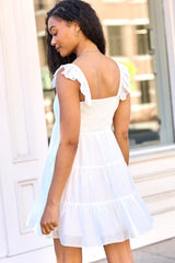 Its My Day White Smocked Top Mini Dress