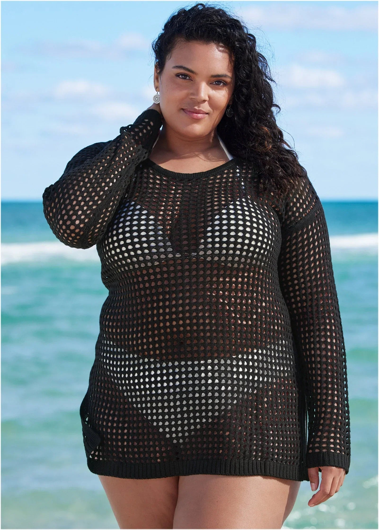 Crochet Tunic Cover Up Black Beauty