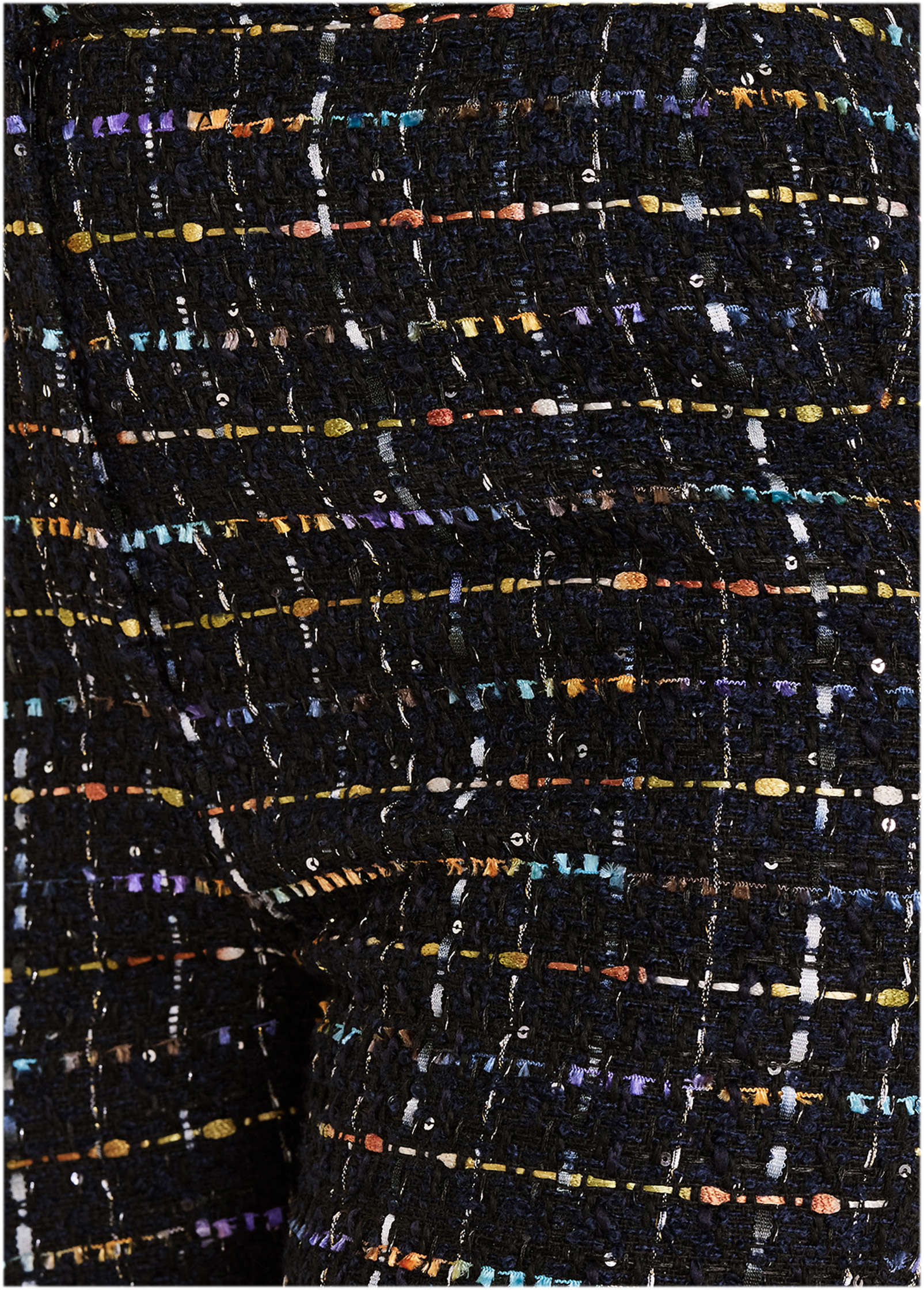 Tweed Straight Leg Trousers Black Multi