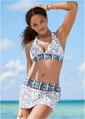 Bohemian Swim Skirt Lotus Flowers