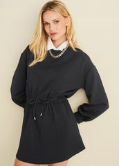Double Knit Sleeved Dress Jet Black