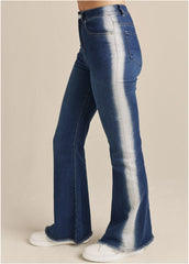 Side Stripe Flare Leg Jeans Denim Multi