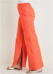 Linen Side Slit Pant Burnt Orange