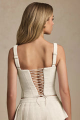 Lace Up Corset Top in Ivory