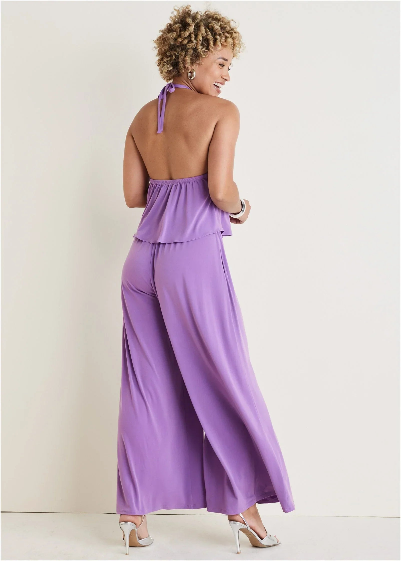 Cross Neck Jumpsuit Purple