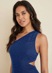 Linen Cutout Maxi Dress Sodalite Blue