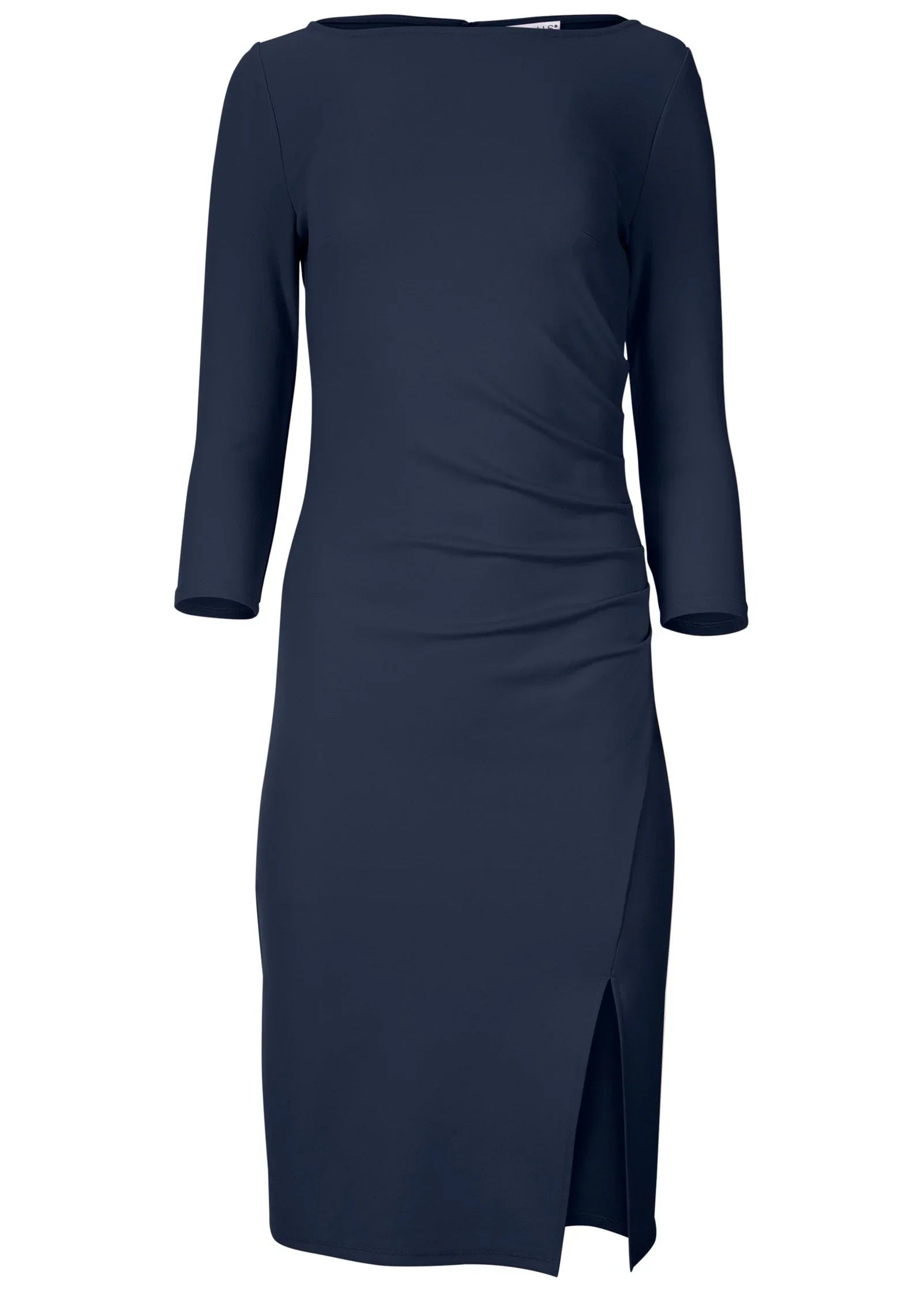 Ponte Ruched Dress Navy