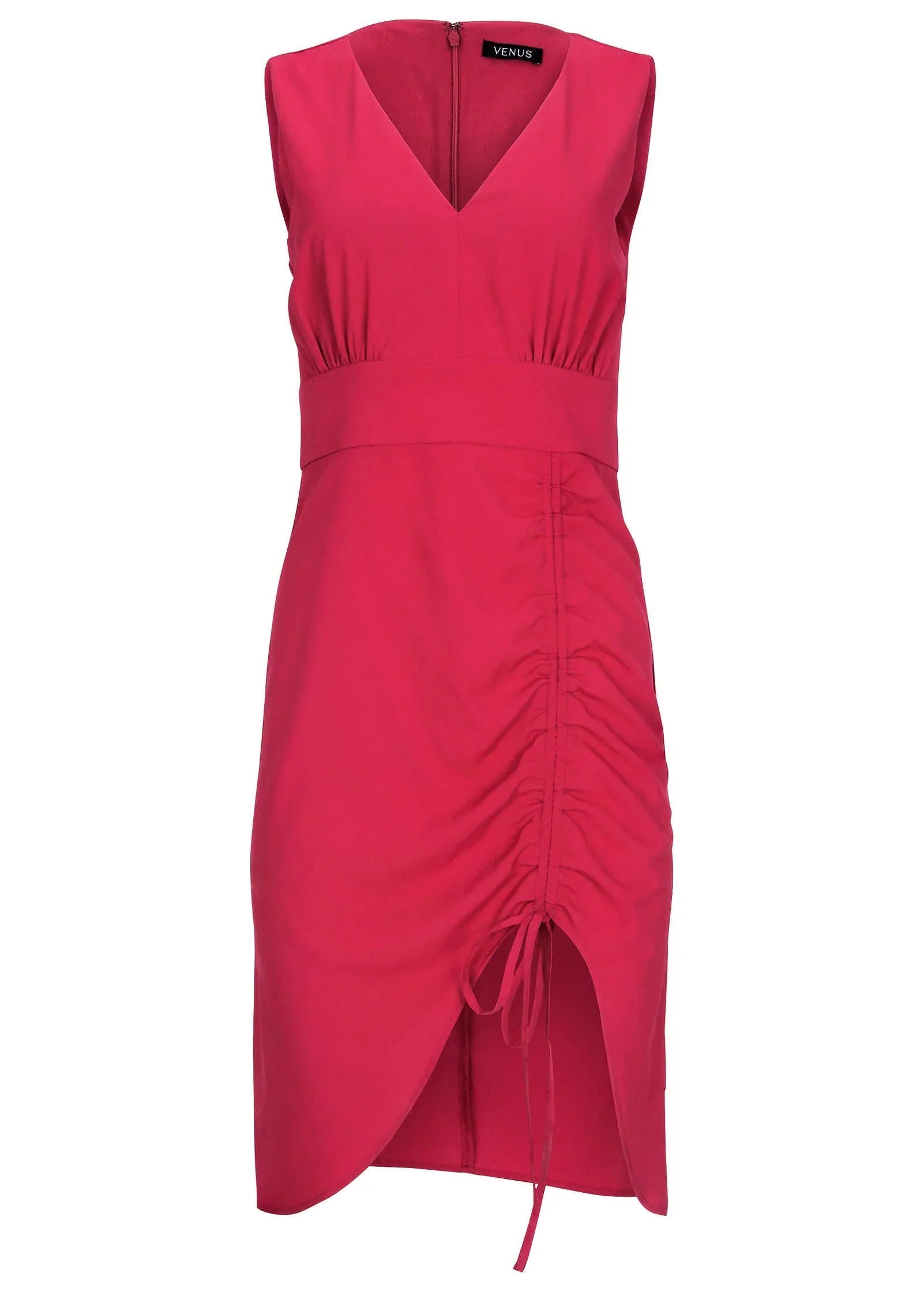Ruched Side High Low Dress Persian Red