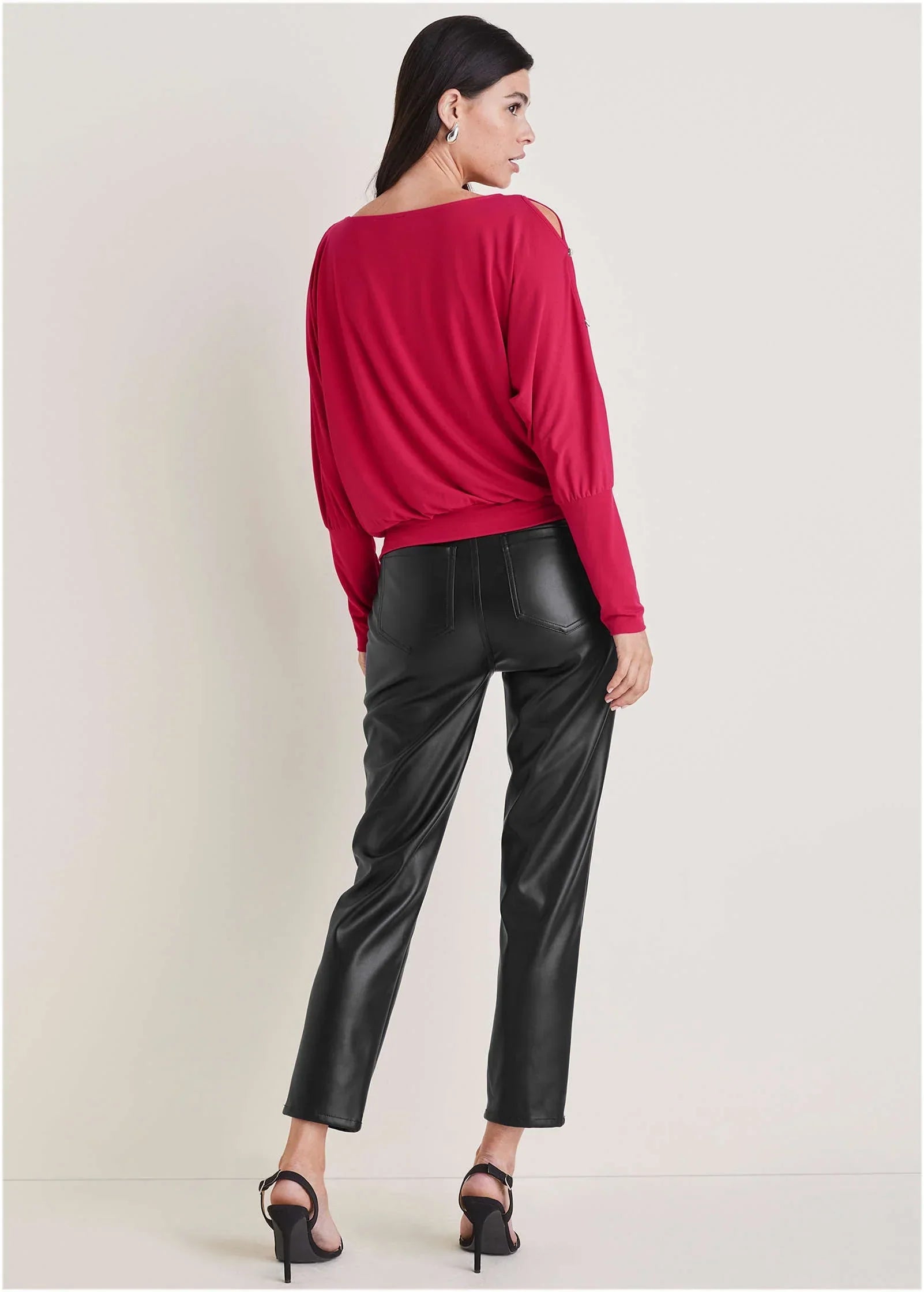 Bling Cold Shoulder Blouse Barberry