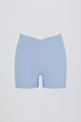 Soft Active Pocket V Waist Mini Shorts in Sky