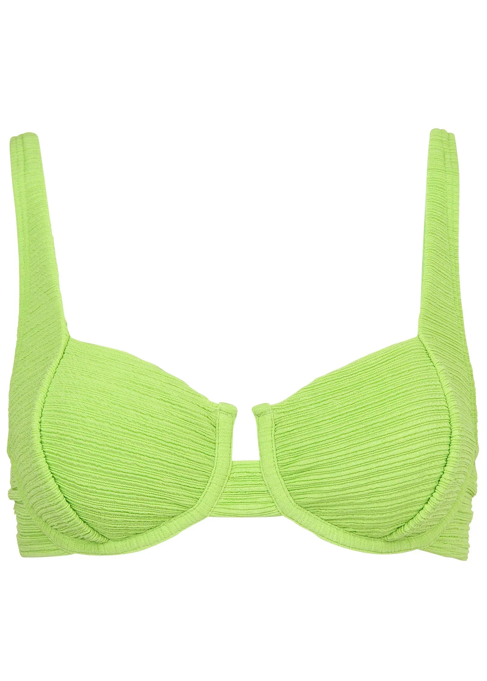 Textured Underwire Swim Top Bright Lime Green
