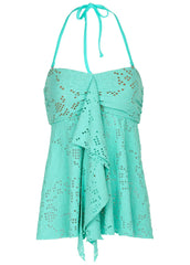 Lace Lanai Bandeau Tankini Top Light Teal