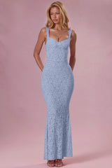Lace Sweetheart Neck Gown in Sky Blue