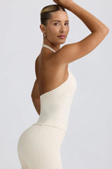Halterneck Open Back Tank Top in Vanilla