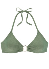 Ring Front Bikini Top Olive Green Multi