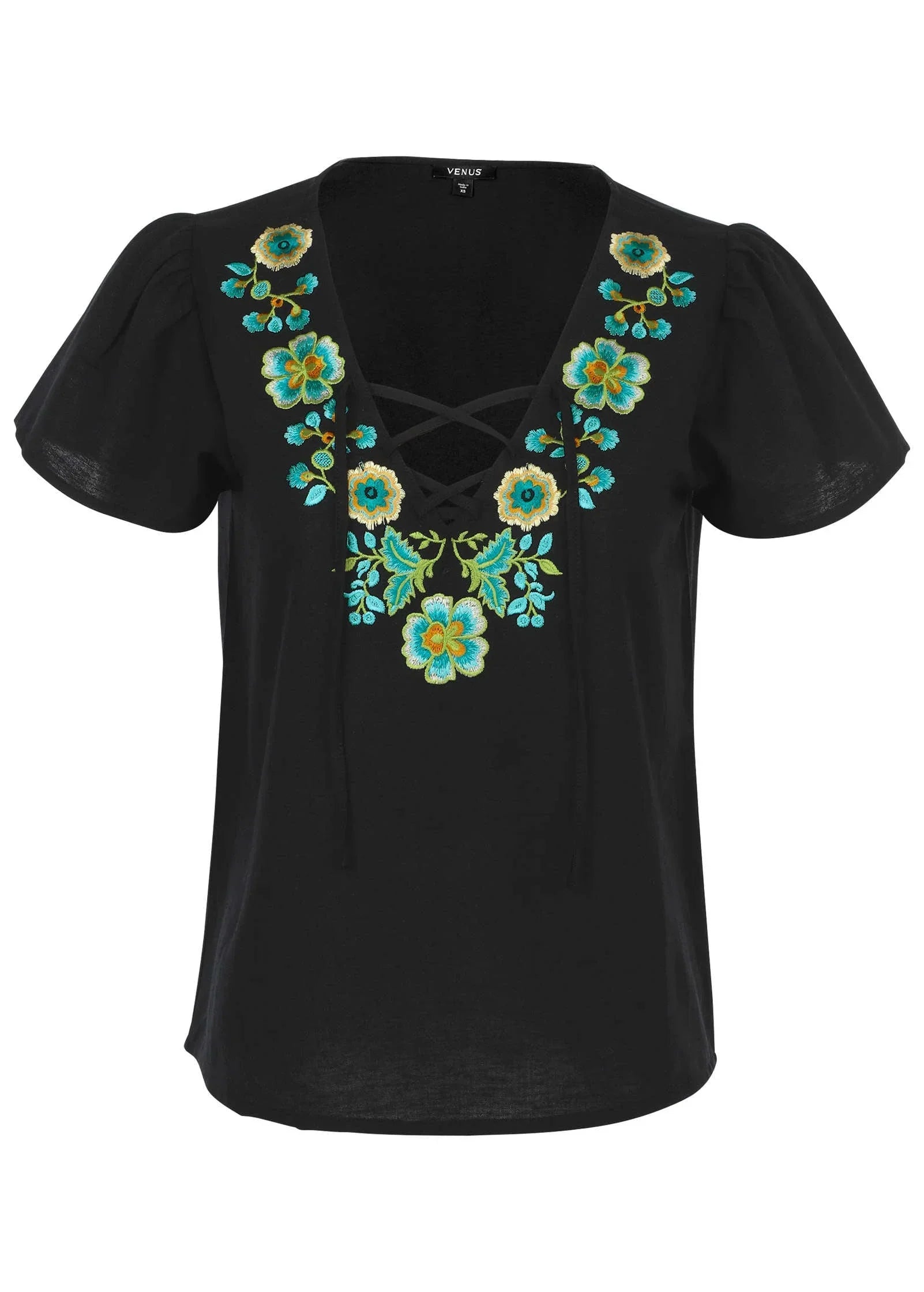 Embroidered Blouse Jet Black