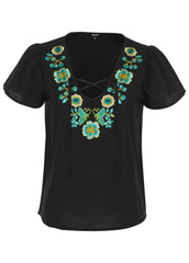 Embroidered Blouse Jet Black