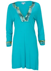 Sequin Cover Up Dress Aqua Reef