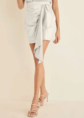 Ruffle Detail Mini Skirt Off White