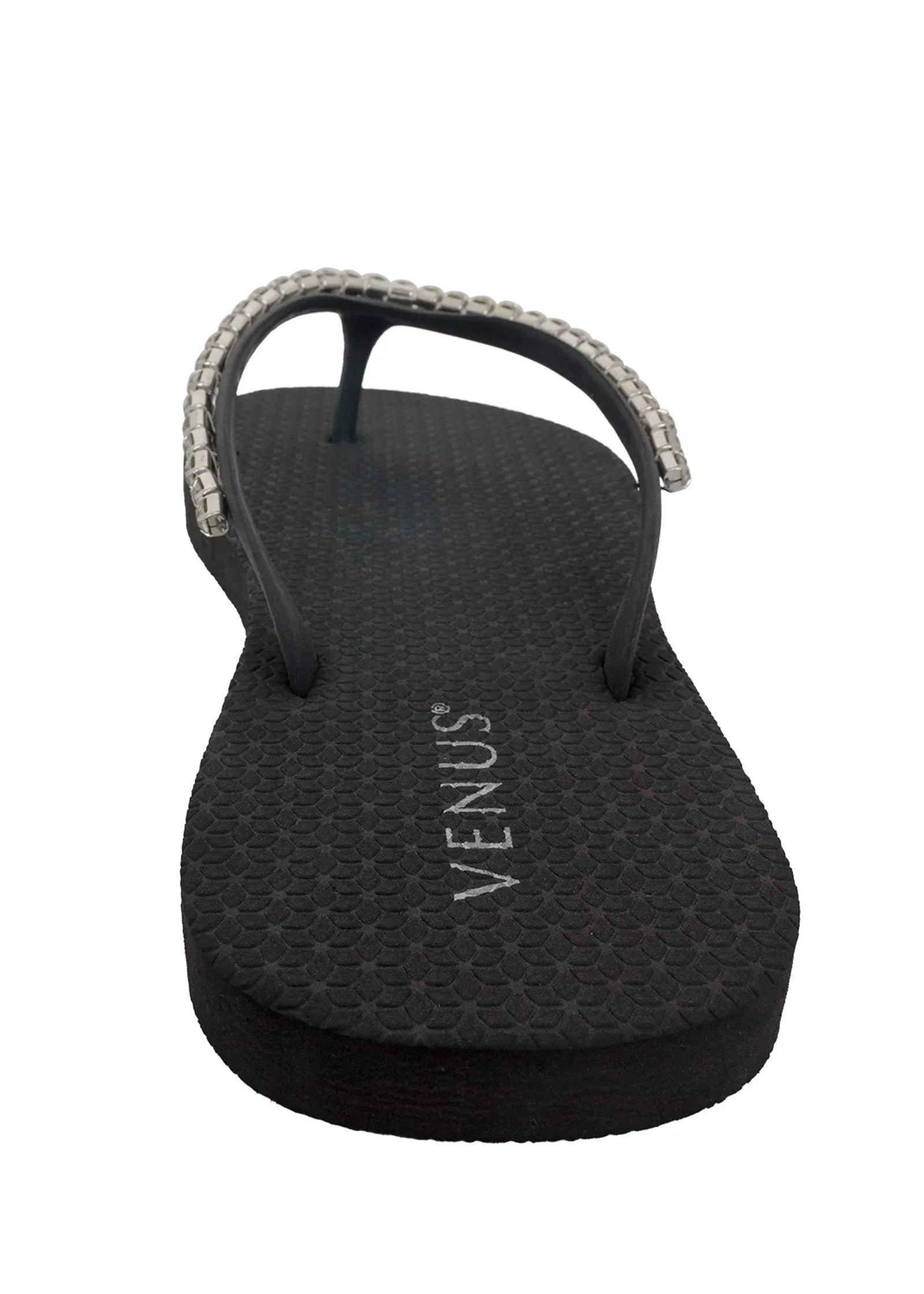 Rhinestone Flip Flop Sandals Black