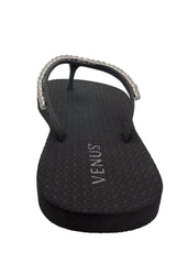 Rhinestone Flip Flop Sandals Black