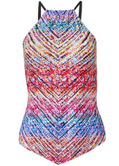 Hanky Hem High Neck Tankini Top Sunset Jive