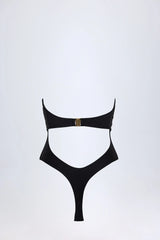 Cut Out Hardware Detail Swimsuit in Black