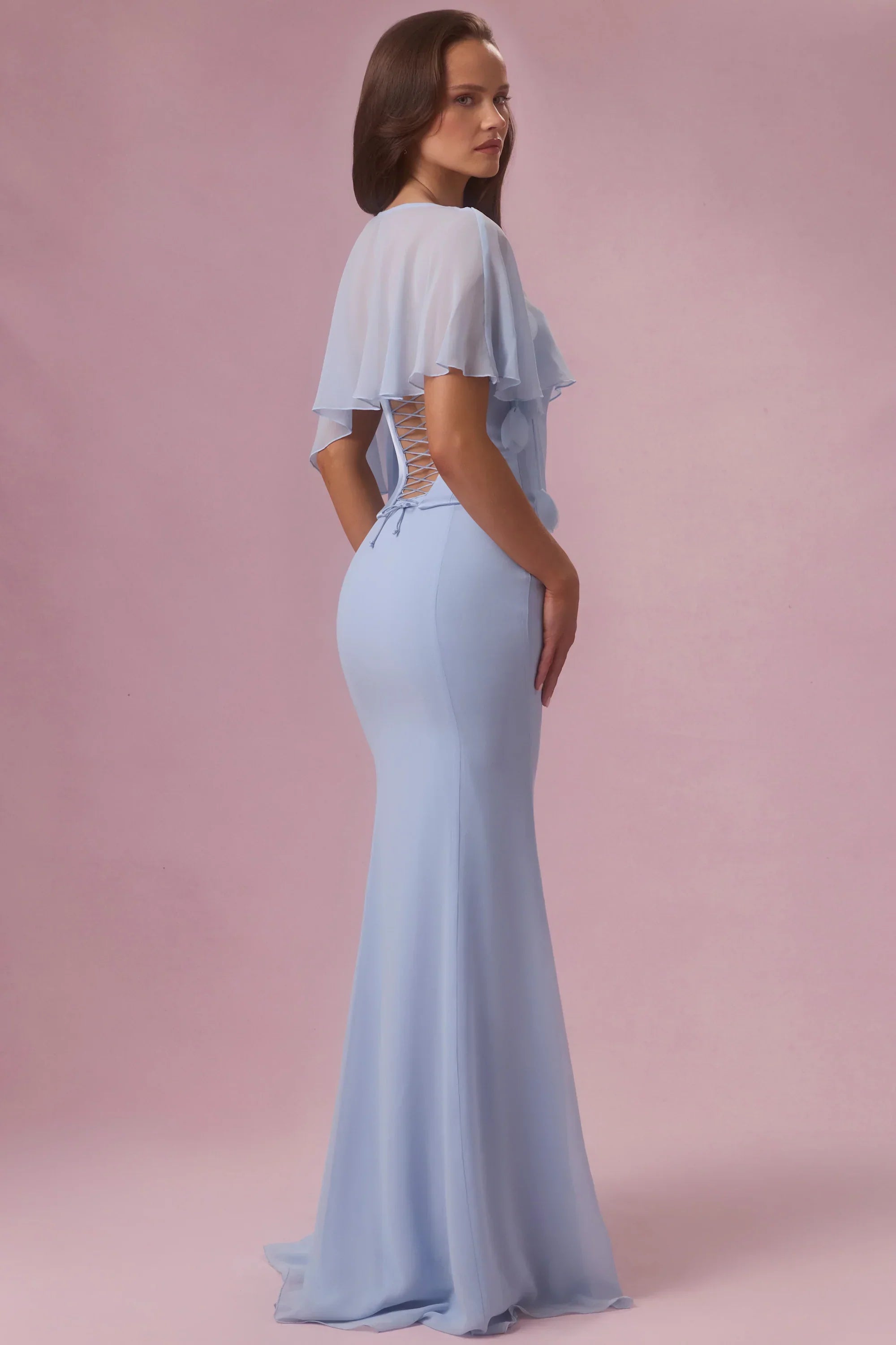 Chiffon Cape in Sky Blue