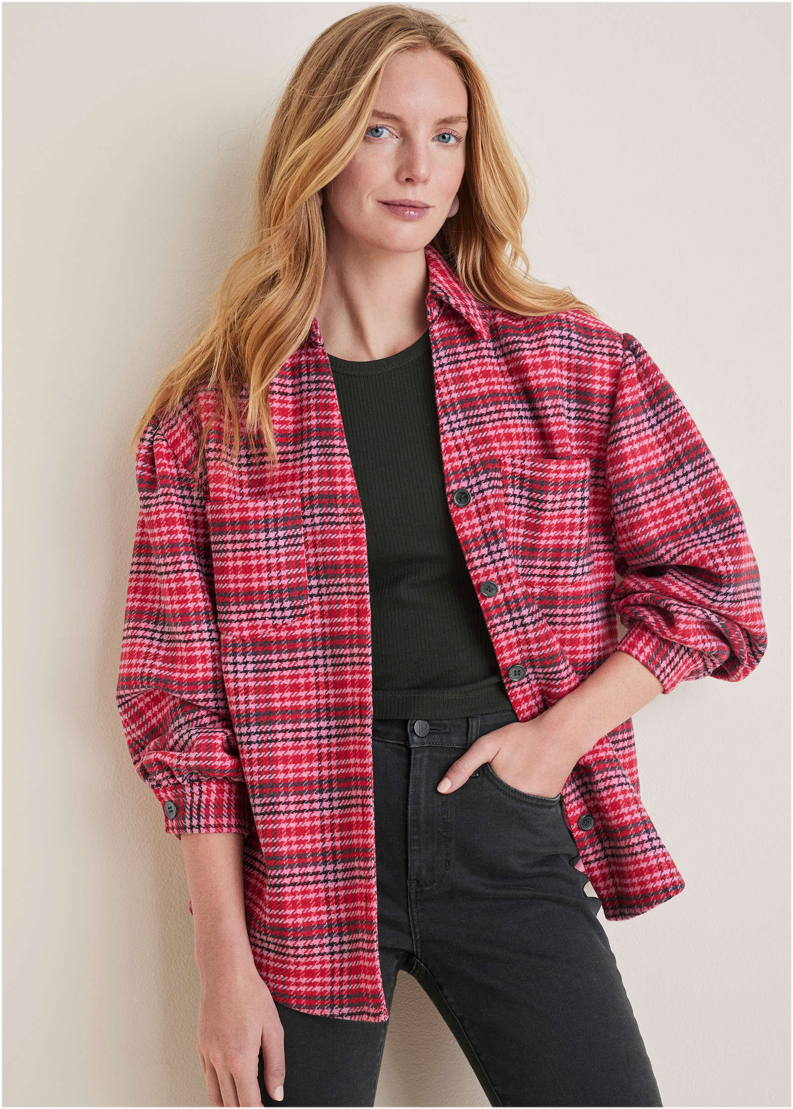 Plaid Shacket Red Multi