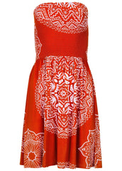 Convertible Cover Up Dress Ornate Medallion Clay