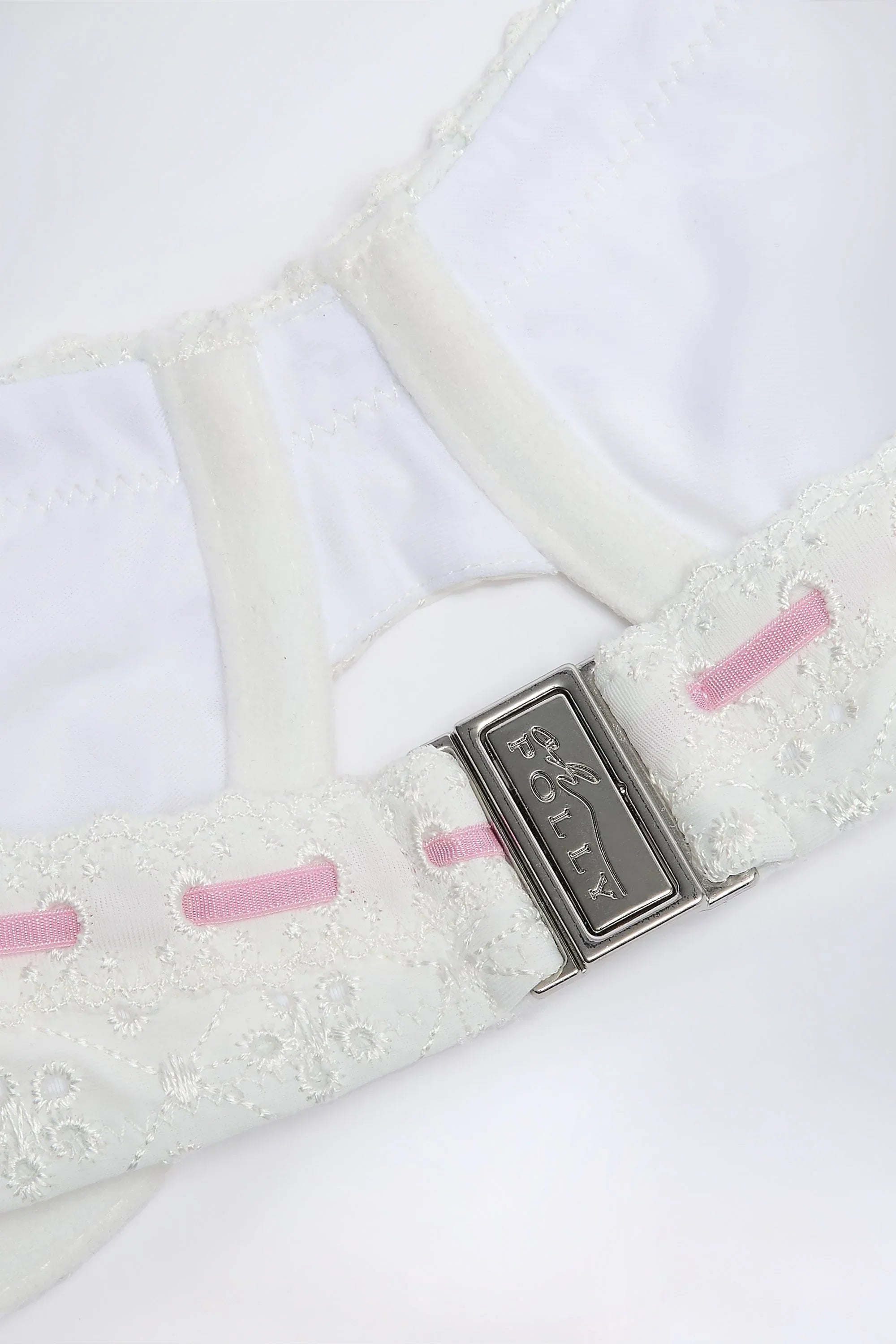 Broderie Anglaise Underwired Balconette Bikini Top in White
