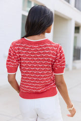 Eleanor Red And White Striped Cardigan