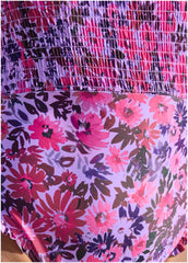 Smocked One Piece Swimsuit Ditsy Pink Purple