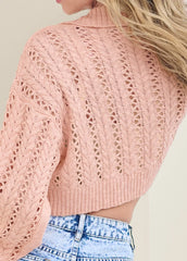 Cropped Pointelle Sweater Peach