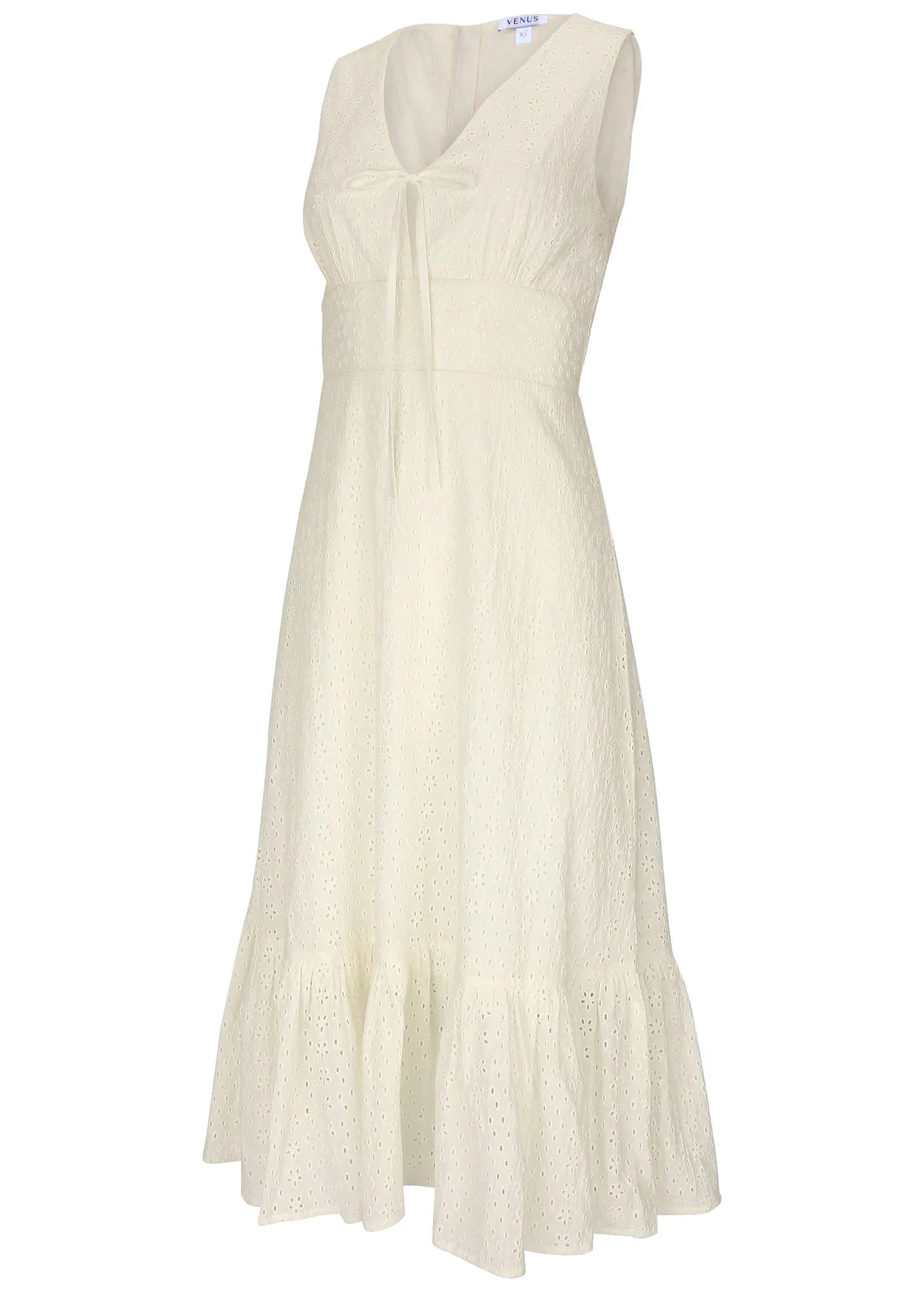 Sleeveless Eyelet Midi Off White
